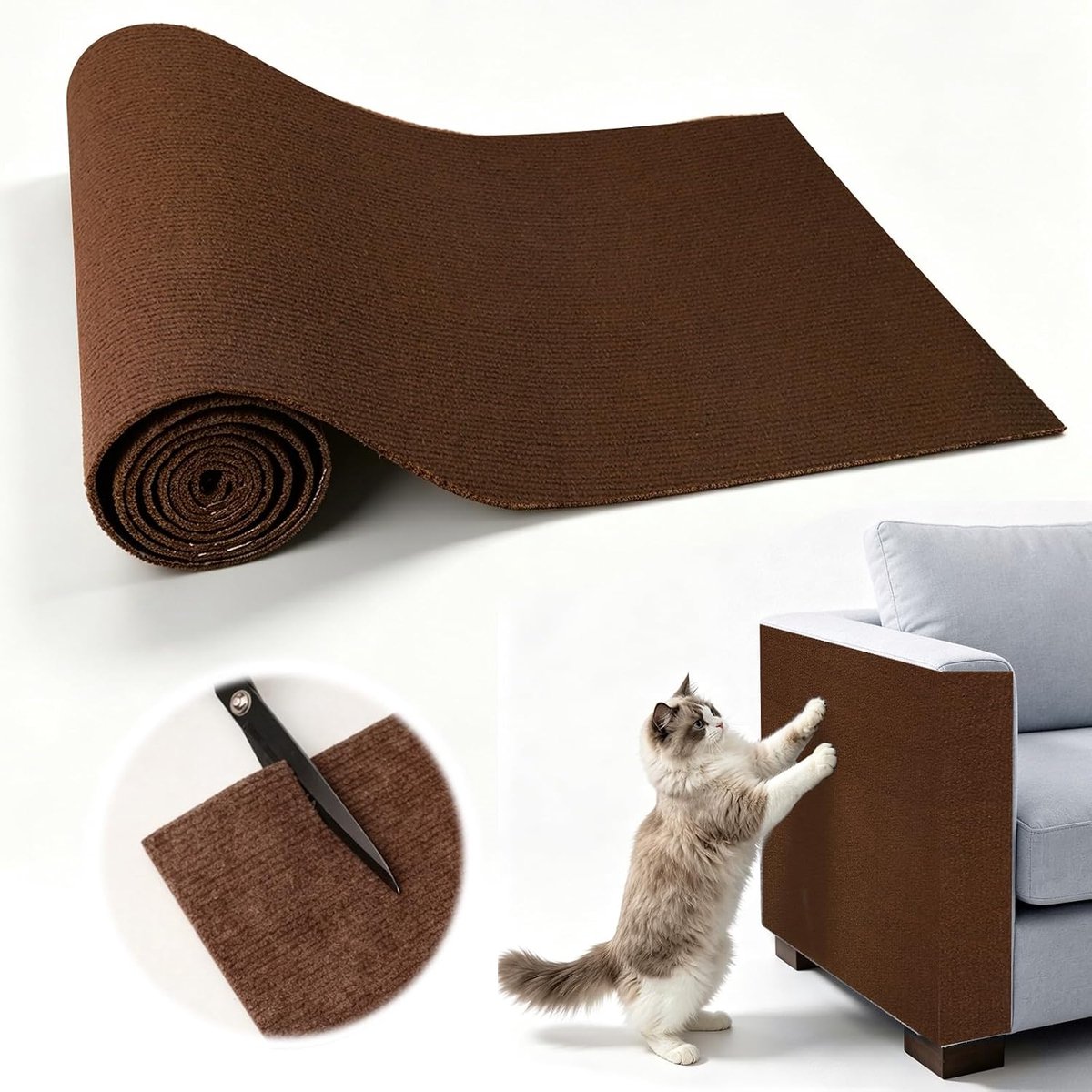 Krabmat zelfklevend 200x30 cm krasbescherming bank | Kat op maat te snijden, doe-het-zelf krabmat, kat voor kasten, bedden, krabbomen bank, krasbescherming kat