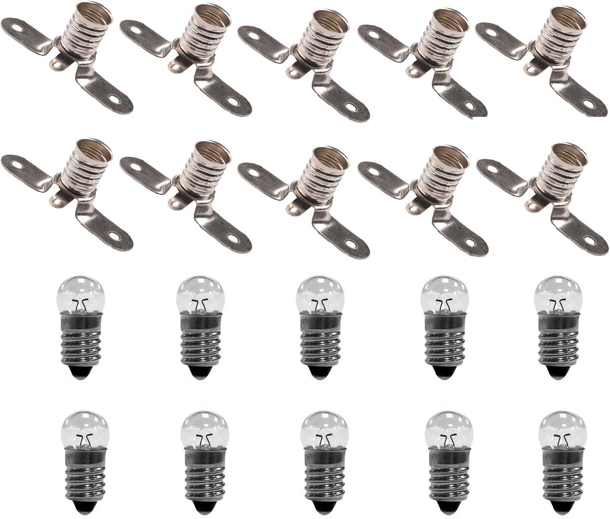 25 stuks 3,8 V 0,3 A E10 lamp en 25 stuks E10 lamphouder - elektrische kit voor ambachten en school voor experimenten elektrische circuits. elektrische bouwset (25)
