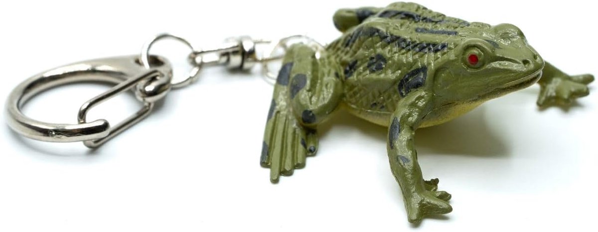 Kikker sleutelhanger hanger sleutelhanger pad kikkers olijfgroen zwart, Groen, 35mm