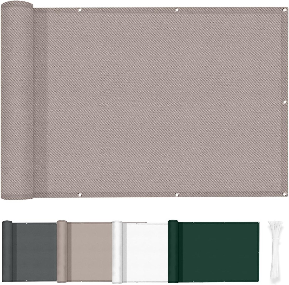 Balkon Scherm 85x500cm, PES Waterdicht, Taupe | Windbestendig en UV-Werend, Privacy Scherm voor Balkon en Terras, met Kabelbinders