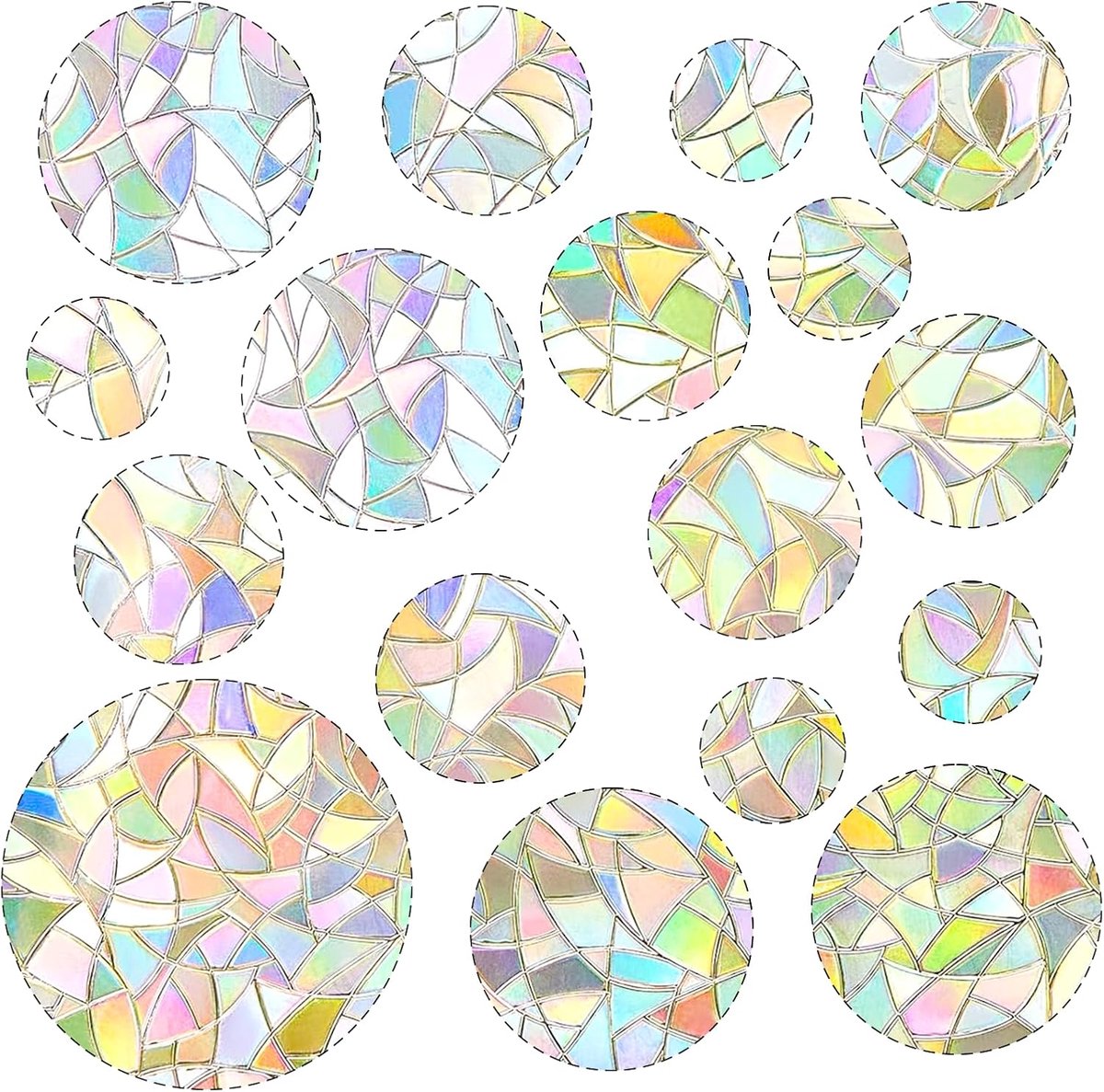 Raamstickers, kleurrijke zonnevanger-stickers voor raamdecoratie, transparante vogelbeschermingsfolie met regenboogeffect