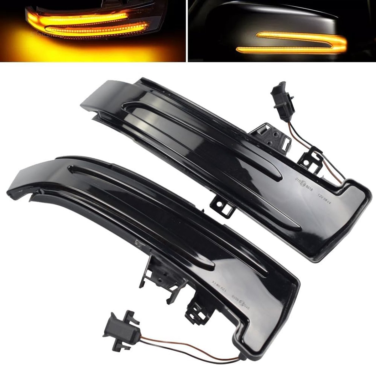 Led-spiegelknipperlicht voor Mercedes-Benz W176 W246 W212 W204 | Voor CLA C117 GLA GLK W221 CLS W218,1 paar buitenspiegelknipperlichten (zwart)