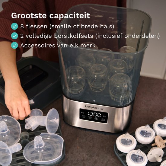 Baby Brezza SuperQuick Sterilizer Dryer - Flessen Sterilisator & Droger - Klaar in 10 minuten - Stainless Steel van Merkloos — afbeelding 4