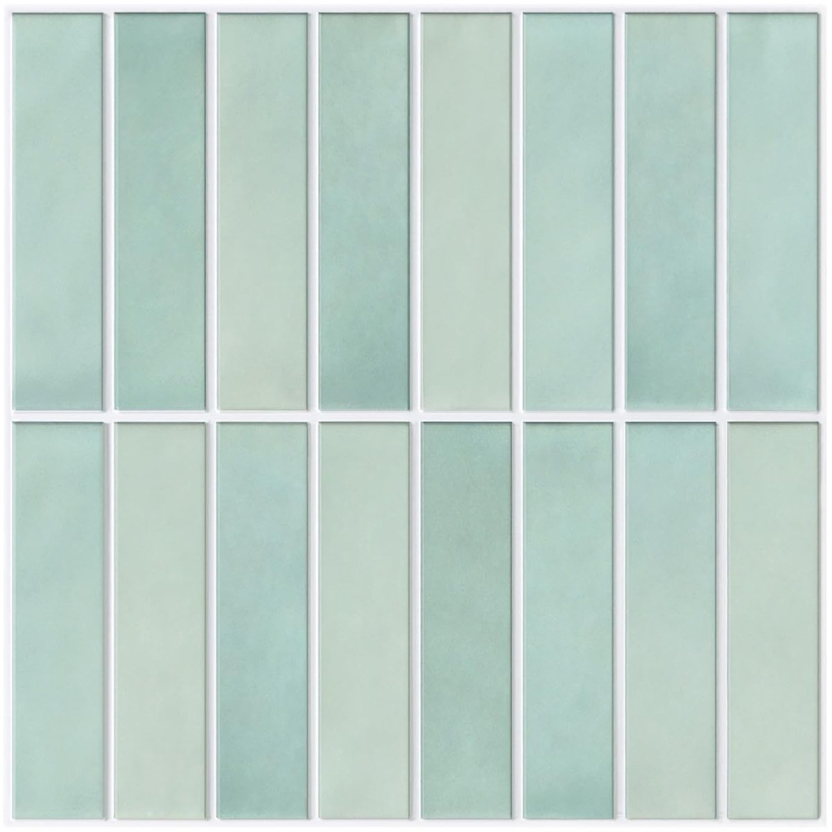 SolidKeus - Set van 10 3D Zelfklevende Wandtegels, Matte Lichtgroen voor Interieurdecoratie