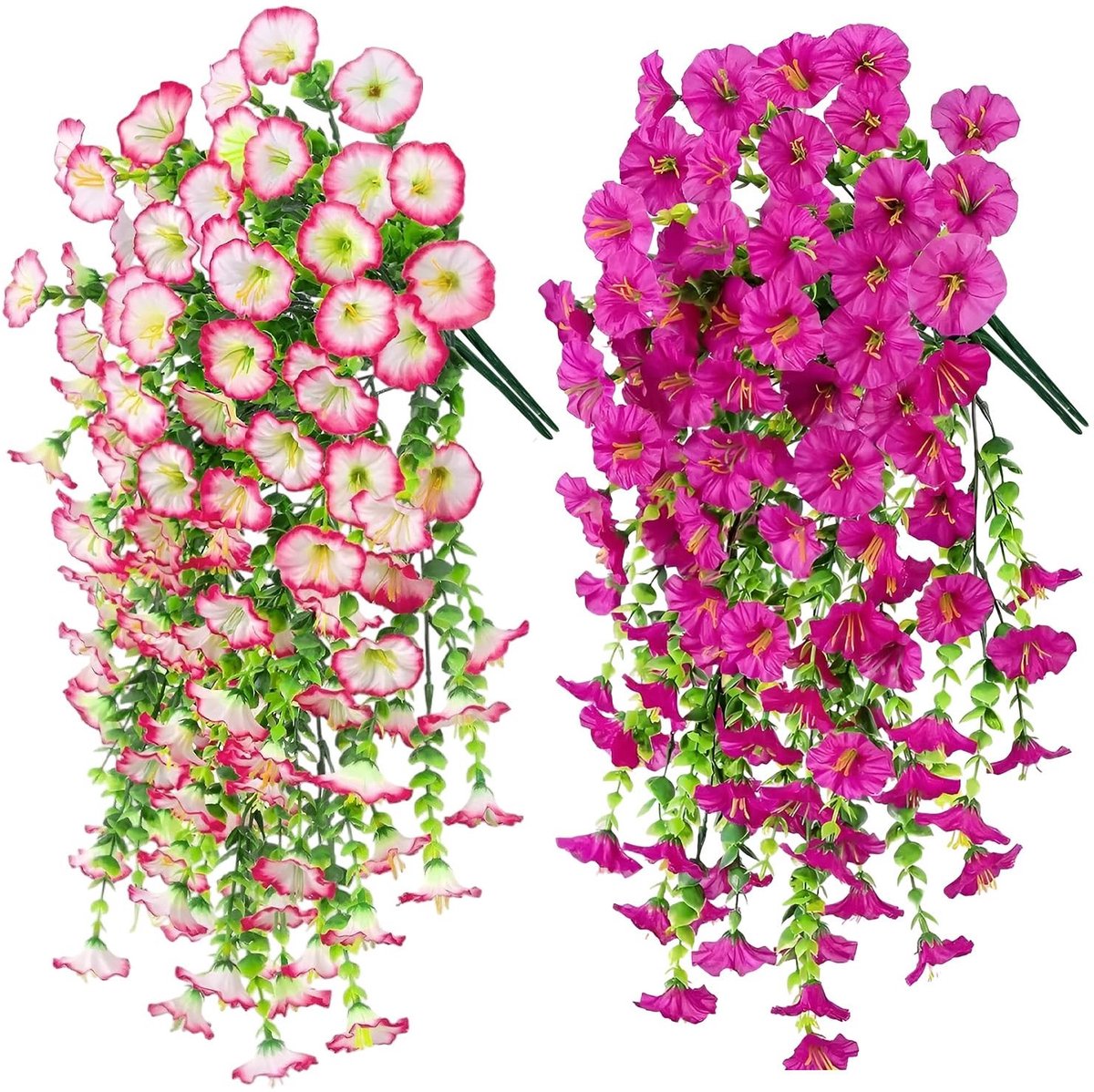 SolidKeus - Set van 4 Kunstplanten voor Hangdecoratie in Roze en Paars