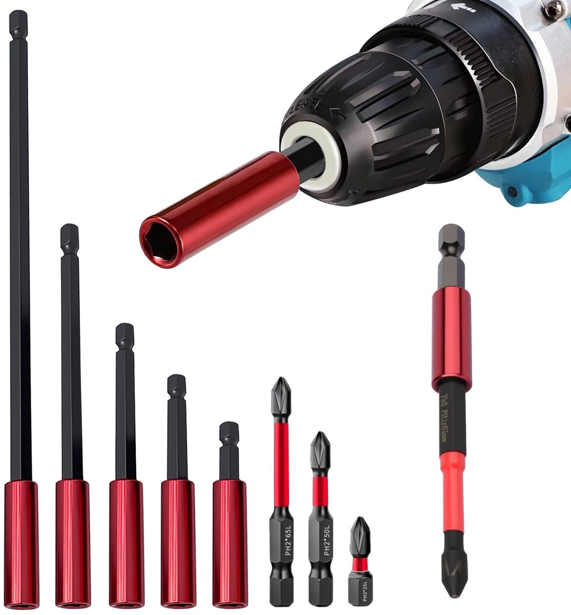 SolidKeus - Set van 5 Magnetische Hex Bit Houder Extensies