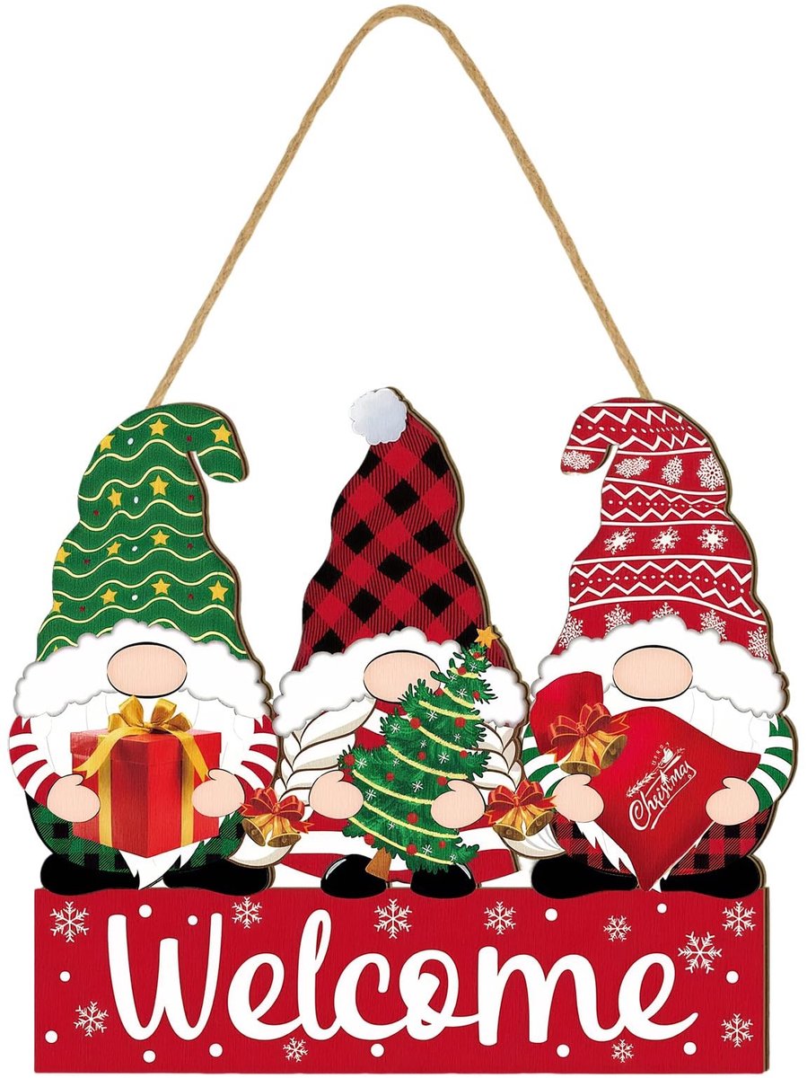 SolidKeus - Houten Kerstdecoratie met Welkom Hanger voor aan de Wand