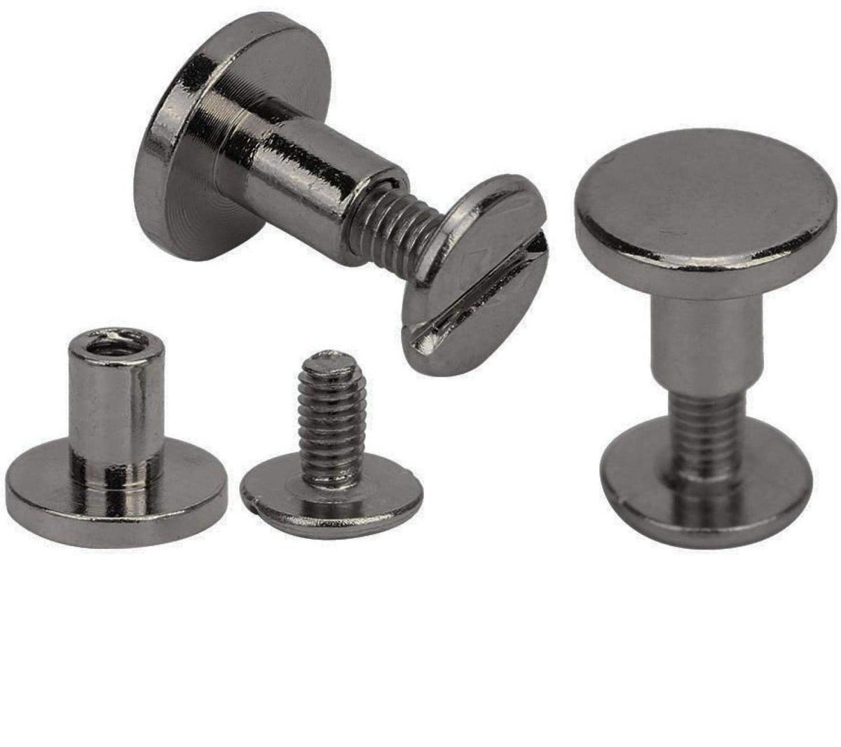 SolidKeus - 50 Set 8mm Koperen Rietjes en Schroeven voor Leerbewerking