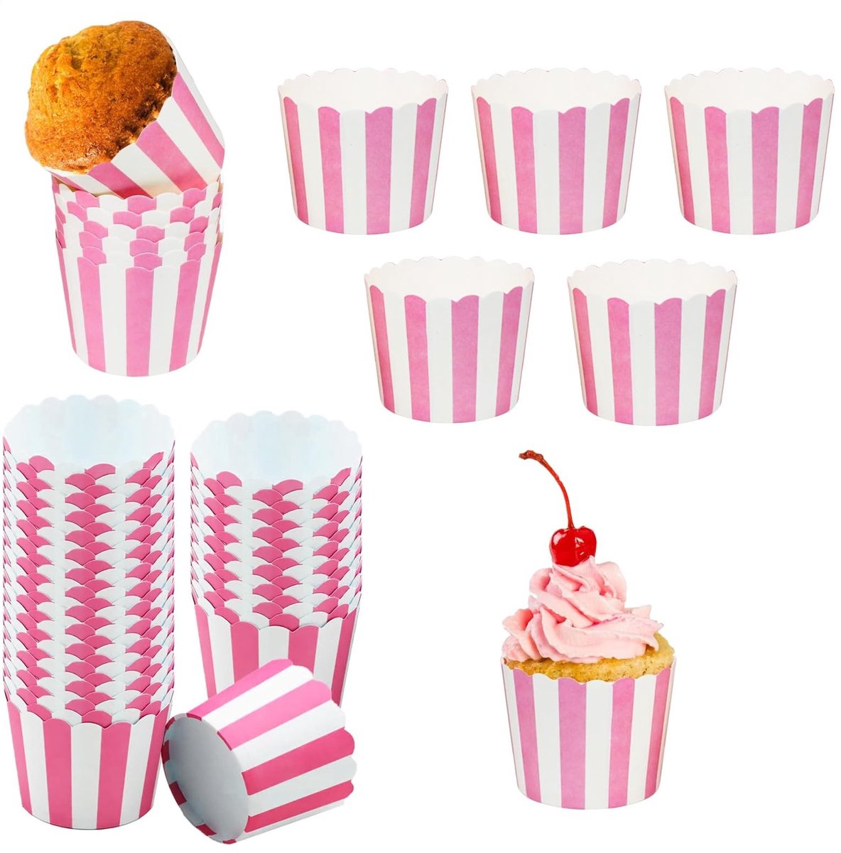 SolidKeus - 50 Stuks Roze Muffin Cups voor Cupcakes en Desserts