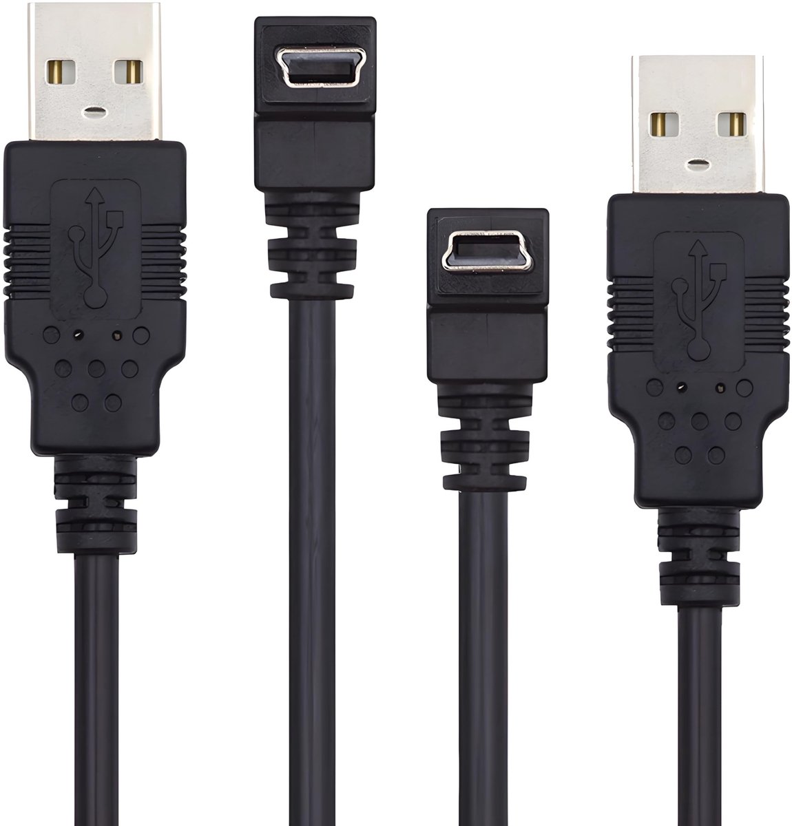SolidKeus - Set van 2 Mini USB B Kabels met Hoek 50cm