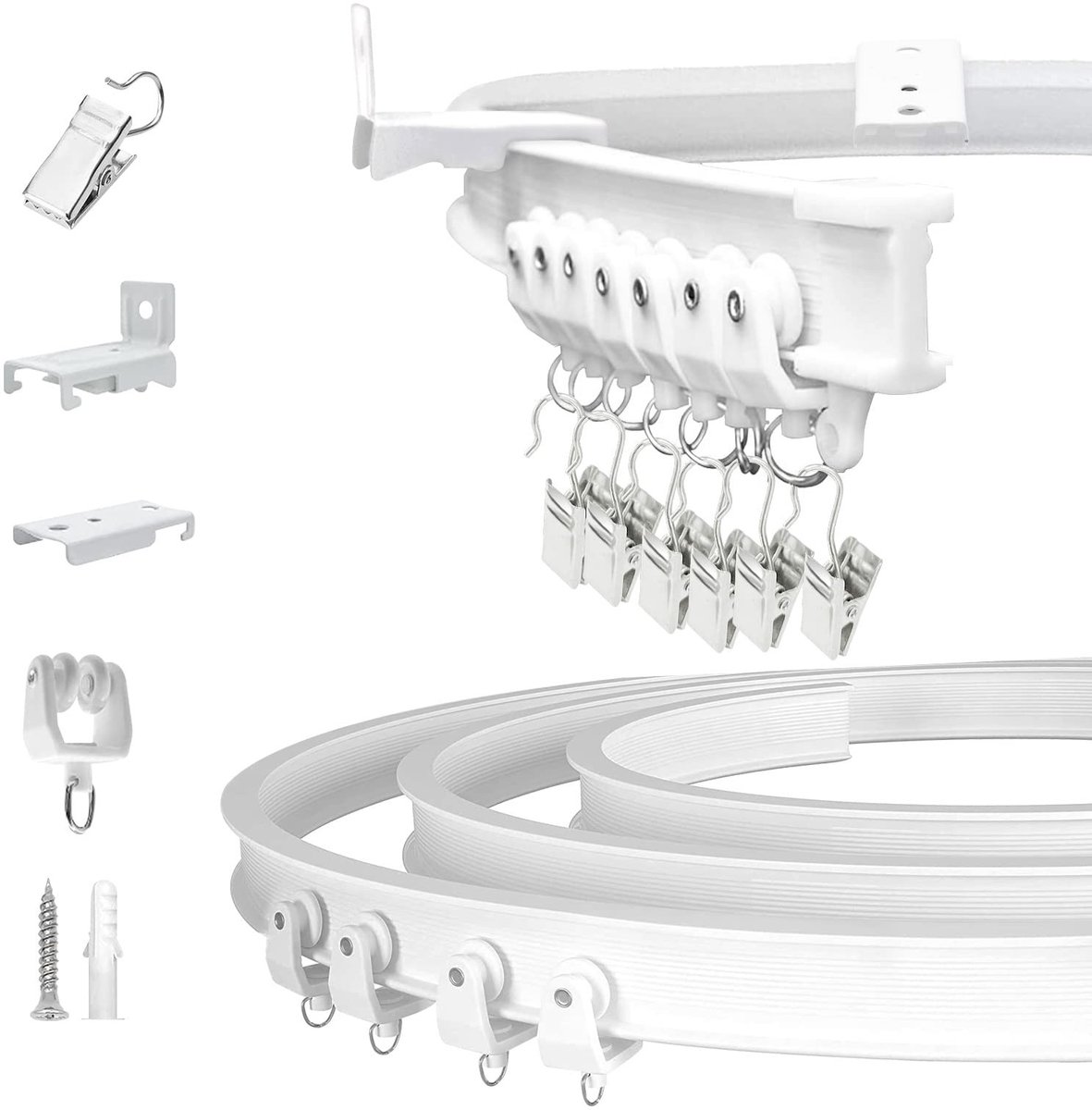 SolidKeus - Flexibel Gordijnrailsysteem voor Plafond of Wandmontage, 5 meter
