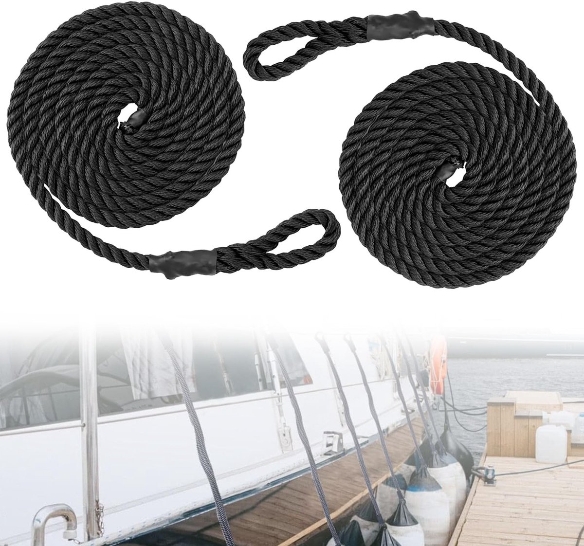 SolidKeus - 2 Stuks Braid Polyester Boot Touw van 2m x 10mm