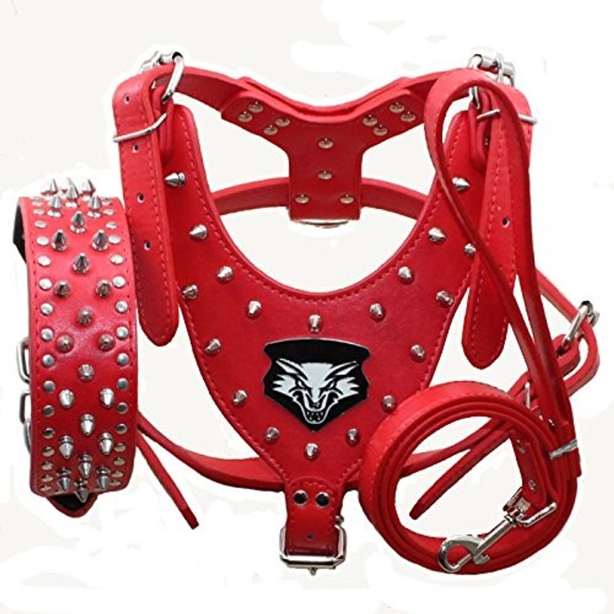 SolidKeus - 3-delige Set van Leren Harnas, Halsband en Leash voor Middelgrote en Grote Honden