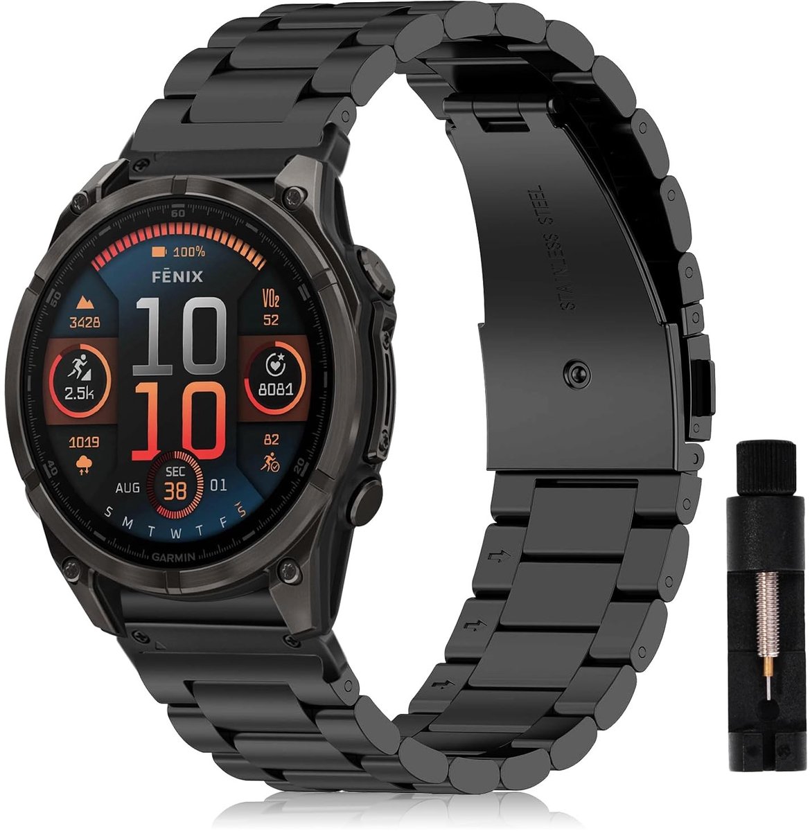 SolidKeus - Metalen Bandje voor Smartwatch - Zwart