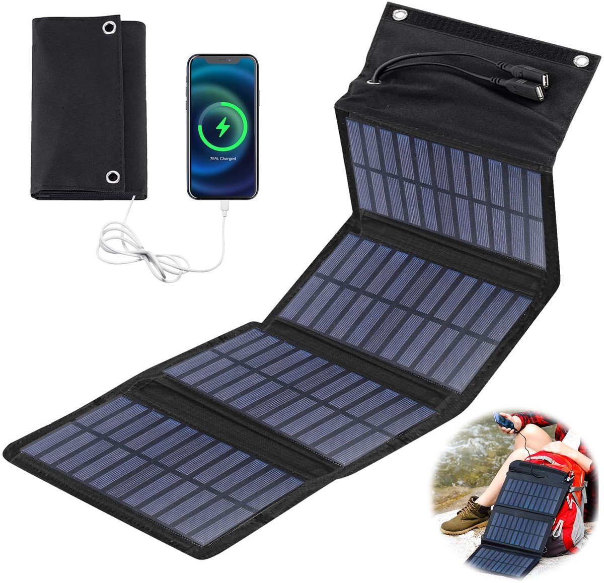 SolidKeus - Opvouwbaar Zonnepaneel 10W met 2 USB Poorten