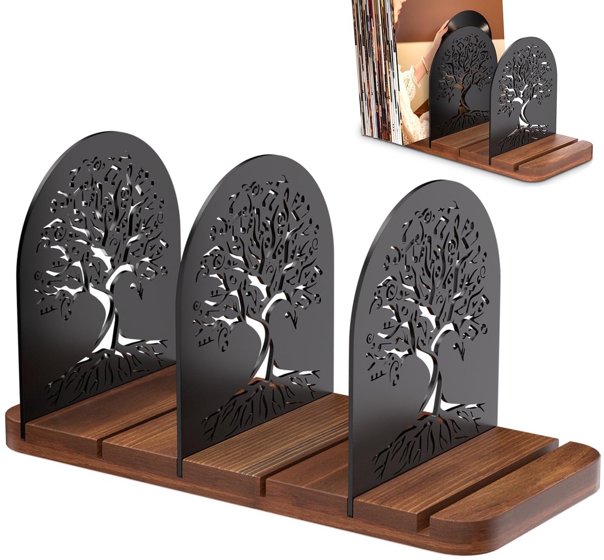 SolidKeus - Platenstandaard met Levensboom Design en Houten Afwerking