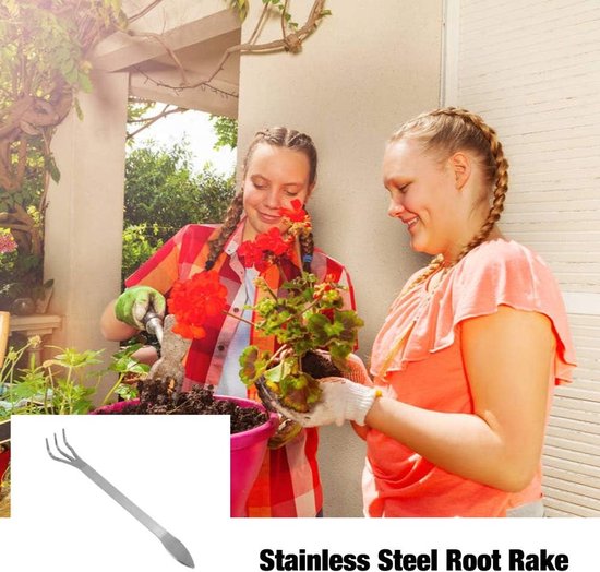 Stainless Steel Bonsai Rake met 3 Tanden en Ergonomische Handgreep voor Tuinieren, Planten en Potgrond Verzorging — afbeelding 4