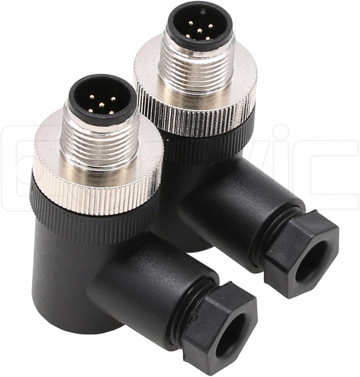 2 stuks M12 5-pins mannelijke A-code cirkelvormige luchtvaart stekker industriële sensor connector waterdicht 12mm rechthoekige connector stekker kabel adapter