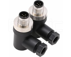 2 stuks M12 5-pins mannelijke A-code cirkelvormige luchtvaart stekker industriële sensor connector waterdicht 12mm rechthoekige connector stekker kabel adapter