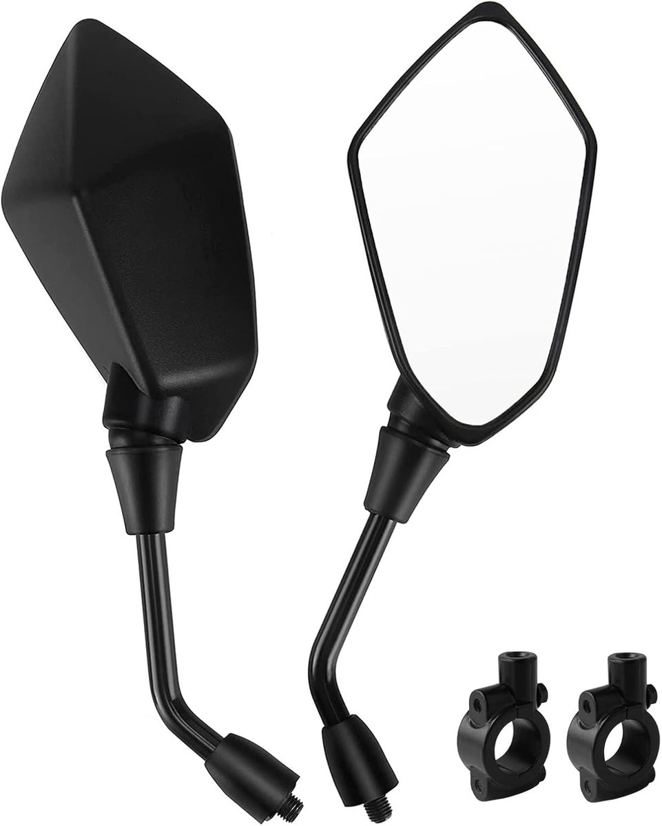 Motorfiets Spiegels 10mm met 22mm Stuur Mount Klemmen voor Kawasaki Suzuki Honda Victory Cruiser Chopper