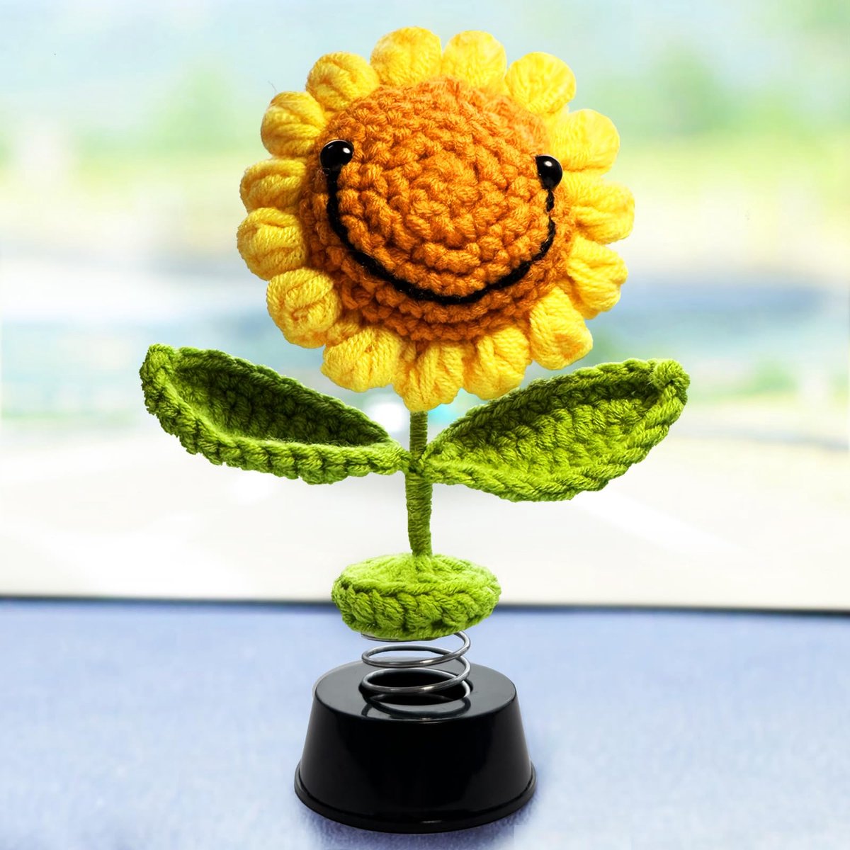 Wiebeldende Zonnebloem voor Auto Dashboard - Grappige Schudpop Decoratie met Bewegend Hoofd - Auto Interieur Accessoire & Woondecoratie - Leuk Cadeau voor Mannen, Vrouwen, Vrienden, Verjaardag & Kerst
