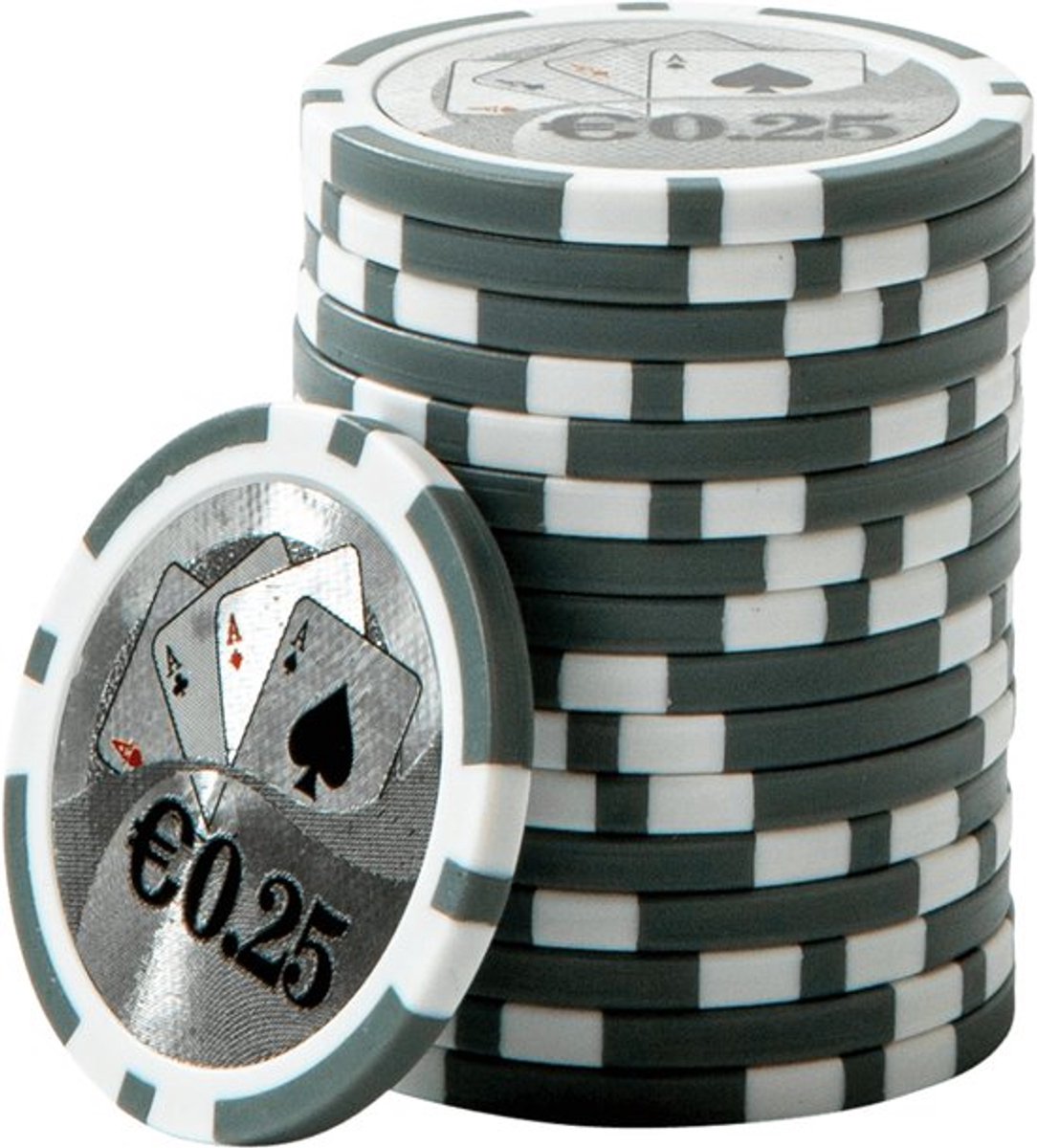 ABS Cashgame Poker Chips €0,25 grijs (25 stuks) - pokerchips - pokerfiches - ABS chips - pokerspel - pokerset - poker set