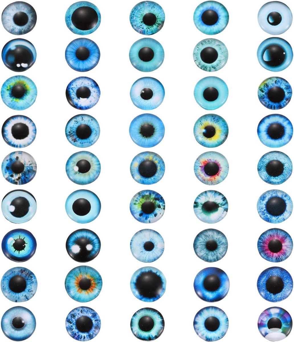 6mm Dragon Eyes, 100 stuks glazen cabochon gemengde stijl dier realistisch oog voor gehaakte klei pop maken ambachten doe-het-zelf bevindingen sieraden maken, blauwe tint
