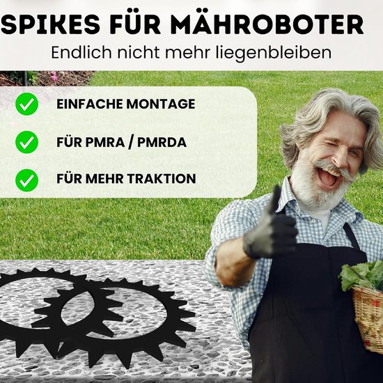 2 spikes voor robotmaaier voor Lidl Parkside PMRA PMRDA 20-Li tractie-hulp, tractiewielen voor meer helling, grasmaaier, robot, accessoires, leuningwielen, robotmaaier — afbeelding 2