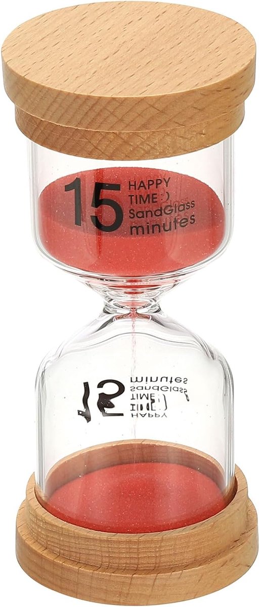 15 minuten zandtimer, houten zandhorloge, hoge borosilicaatglas, zandloper, zandklok, voor games, klaslokaal, keuken, kantoor, woondecoratie, rood