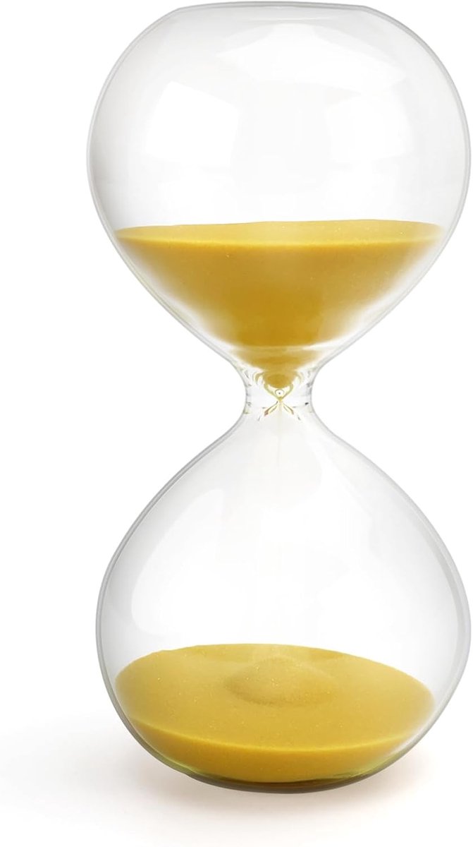 Zandloper 60 minuten glas zandloper 1 uur 6,3 x 6,3 x 13 cm | Zandloper voor kinderen, school, kantoordecoratie, thuis, bureau, klaslokaal, keuken