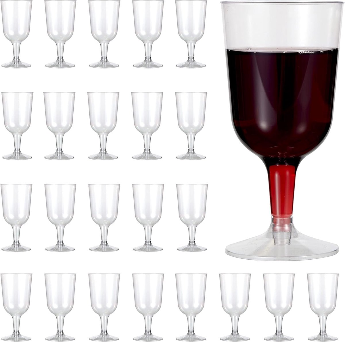 Wijnglas, 20 stuks herbruikbare wijnglazen voor camping, bruiloften, verjaardagen, feesten, picknick