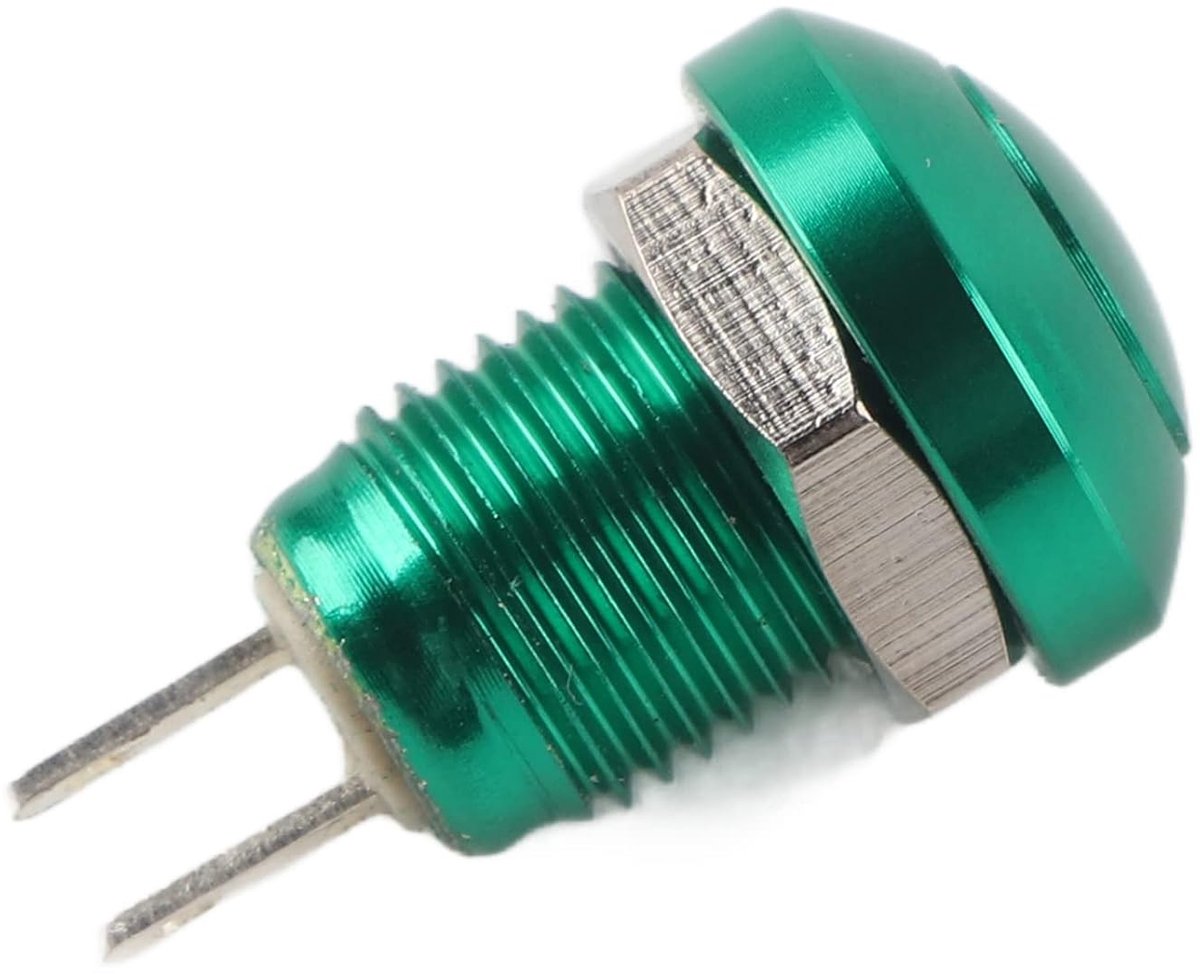 Fydun 1A 24V 8mm Mini impermeabile auto momentaneo pulsante interruttore di accensione in lega di zinco-alluminio(verde)