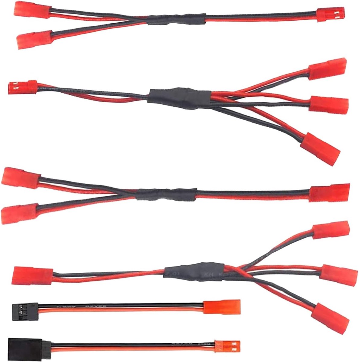 6 stuks 2-pins JST stekker mannelijk bus connector kabel Y-kabel parallelle adapter, JST naar JR adapter voor Traxxas TRX-4 RC Car Crawler Truck ventilator ESC accu motor