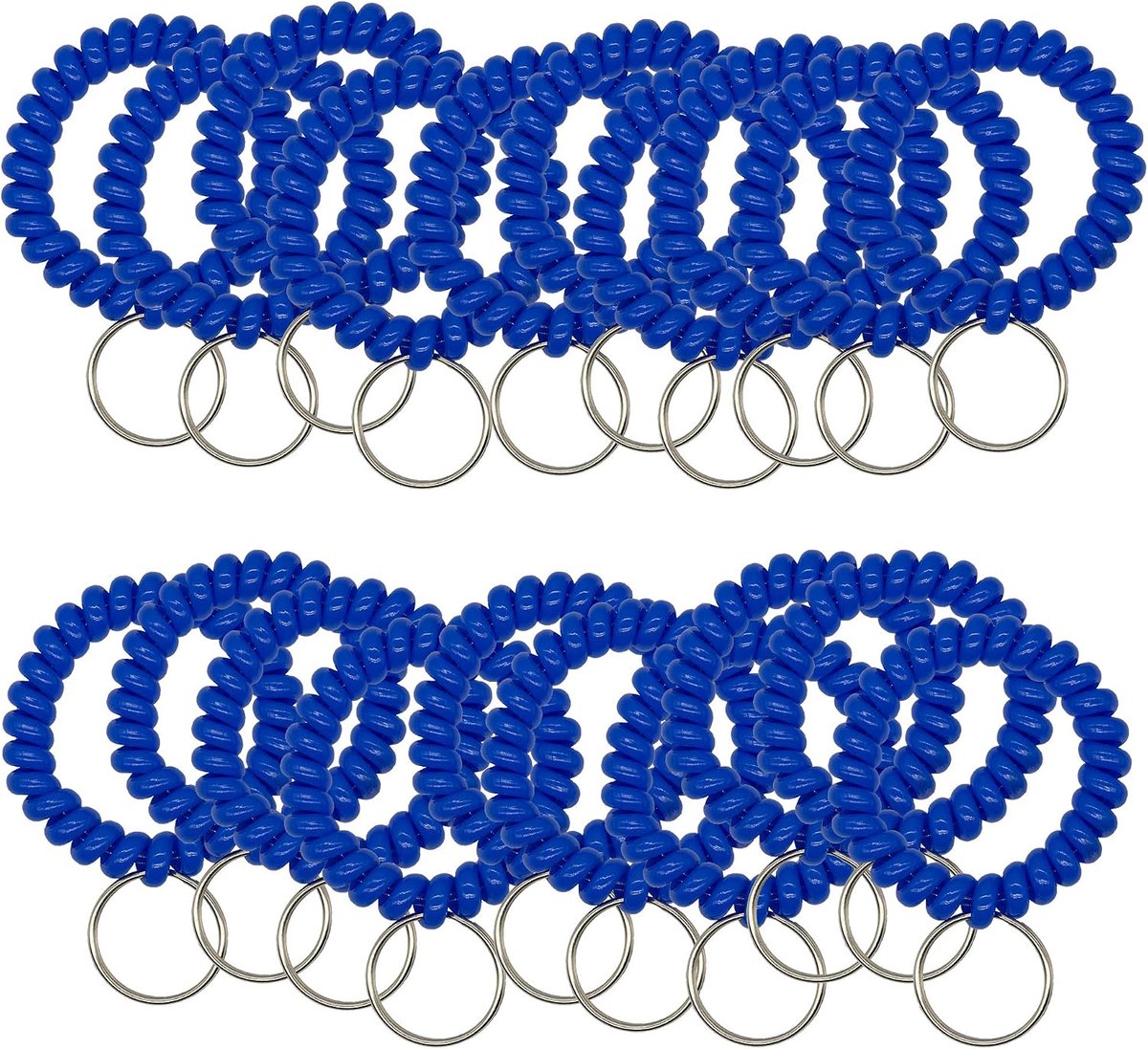 50 stuks rekbare sleutelhanger sleutelhanger spriral polsspoel sleutelhanger zwart voor nummertag sleutelhanger (blauw)