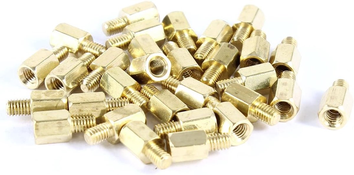 Sourcing map 30 stuks bouten voor PC en PCB moederbord messing 4 tabbladen M3 6 mm