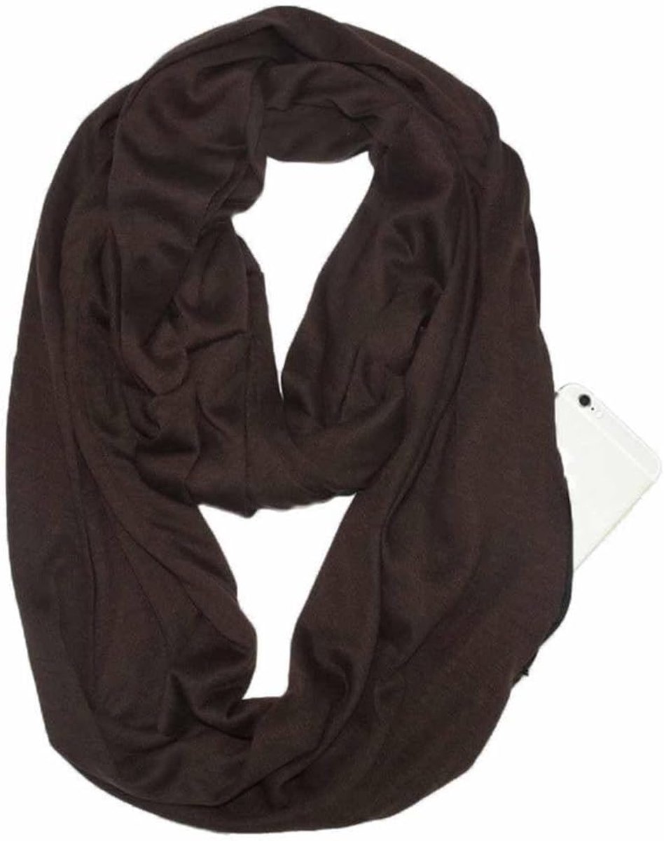 Eenkleurige sjaal met verborgen ritssluiting, lichte reissjaal, Infinity, cirkelsjaal, katoen, bandana's, zachte colsjaal voor dames en meisjes