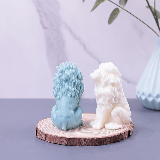 3D-leeuw kaarsvorm, zeepvorm, dier, leeuw, siliconen vorm, bakvorm voor fondant, chocolade, taartdecoratie, zeep, sojawas, kaarsen, gips, handwerk (A) — afbeelding 2