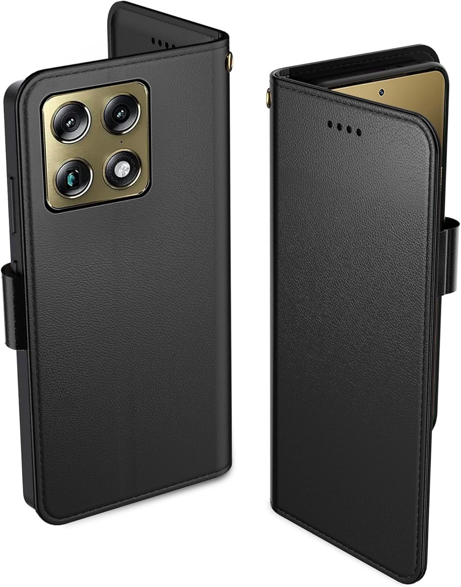 Motorola Signature Telefoonhoesje, Lederen Fliphoes met 3 Kaartvakken & Kickstand, Anti-Val, Magnetische Sluiting, Compatibel met Motorola Signature Hoes - Zwart