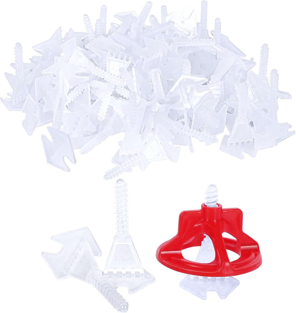 1/12” tegel-nivelleerclips, 1000 basisstukken van 2mm voor keramische en natuursteen tegels – voorkomt hoogteverschil, eenvoudige doe-het-zelf installatie (1000 stuks)