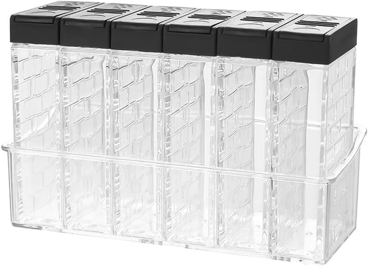 6-in-1 Camping Kruidenstrooier Containerset, Kruidenstrooier Camping 6-in-1 voor Buiten Koken, BBQ, Wandelen en Keukenopslag