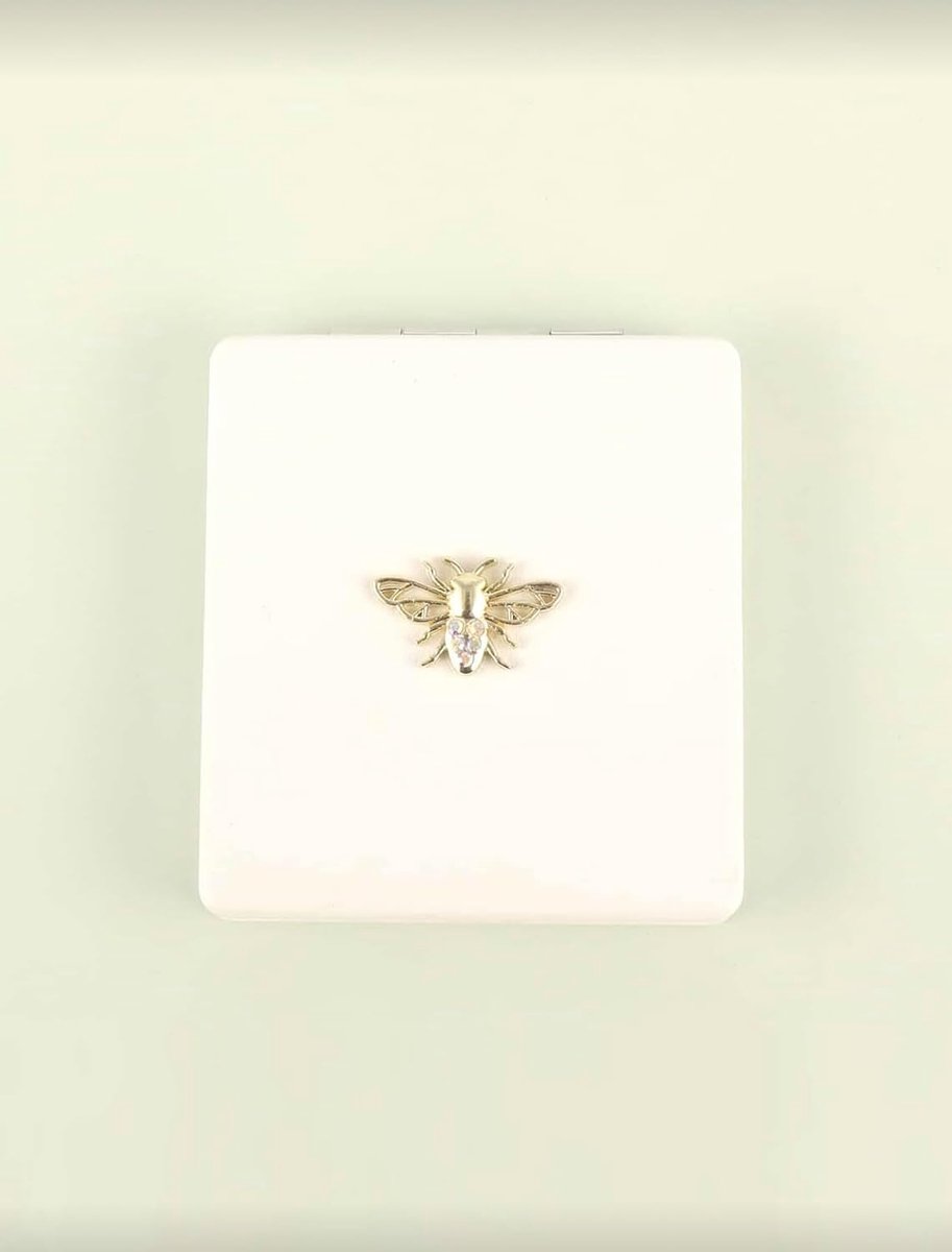 Make-upspiegel met kristallen bijenmotief, elegante zakspiegel met geschenkdoos, hoogwaardige make-upspiegel voor handtas, reizen en cadeau-ideeën voor vrouwen