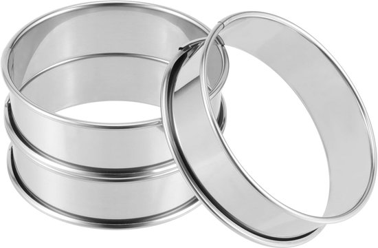 12 Stuks 8cm Muffinringen van RVS, Antikleef Crumpet Ringen voor Bakken van Mousse, Koekjes en Eieren — afbeelding 2