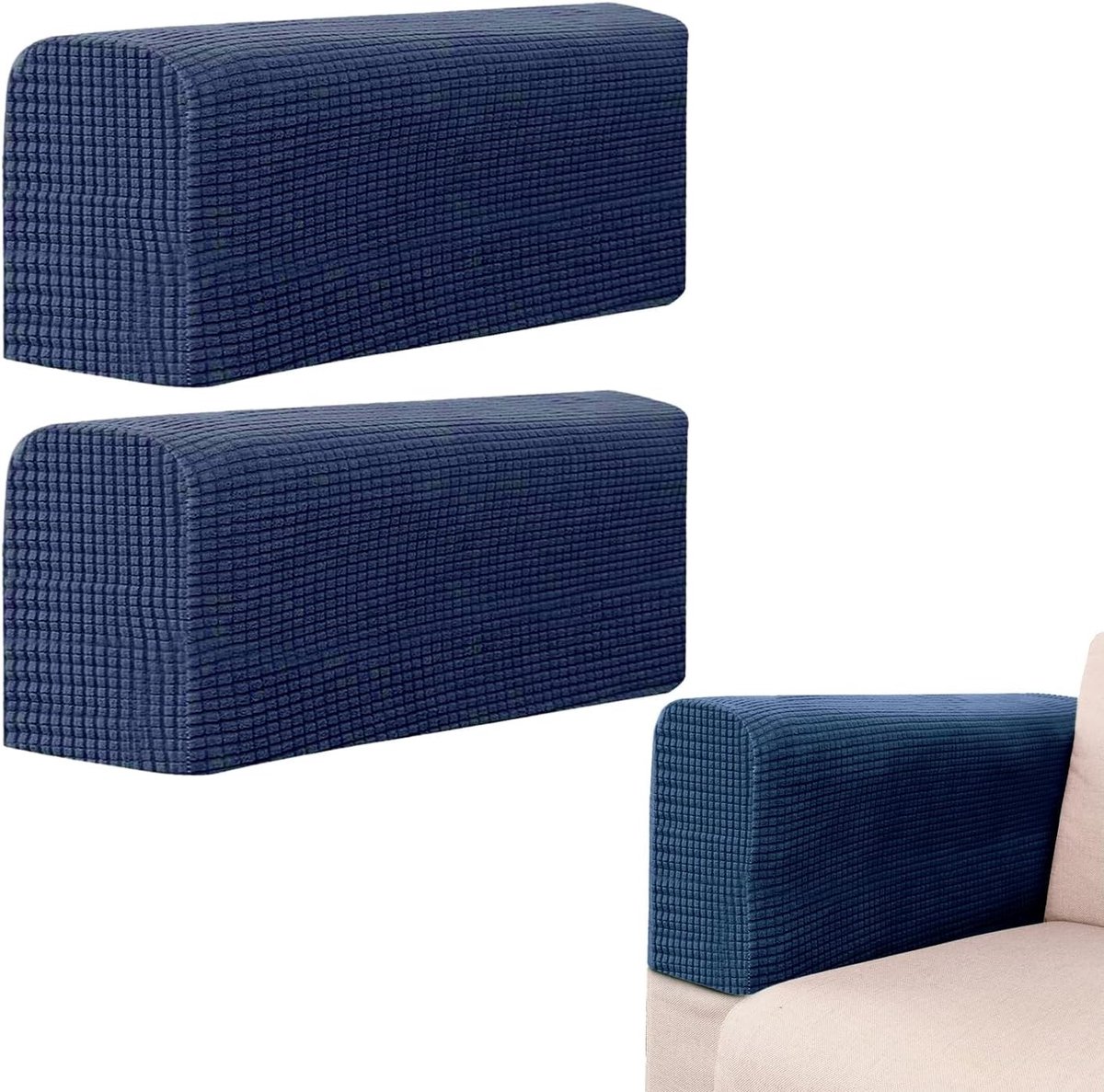 Set van 2 Antislip Armleuninghoezen voor Banken en Fauteuils, Zachte Meubelbeschermers van Rekbare Stof in Marineblauw, Perfecte Bescherming en Stijl voor uw Meubels