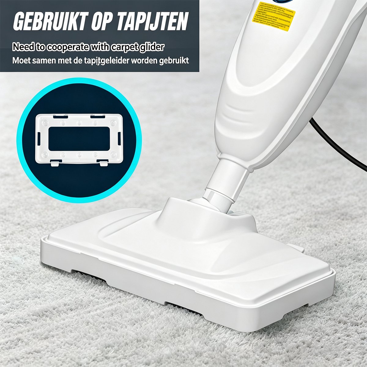 Elektrische Vloer Hete Stoom Mop 1500W, Tegel & Harde Houten Vloerreiniger, Multipurpose Handheld Stoomreiniger met 2 Wasbare Microvezel Pads thumbnail 6