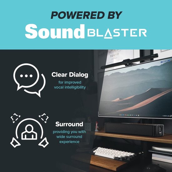 Soundbar PC - Monitor Speaker - Verbeteren PC Audio - Clear Dialog Surround - 41 cm breed - Zwart — afbeelding 4