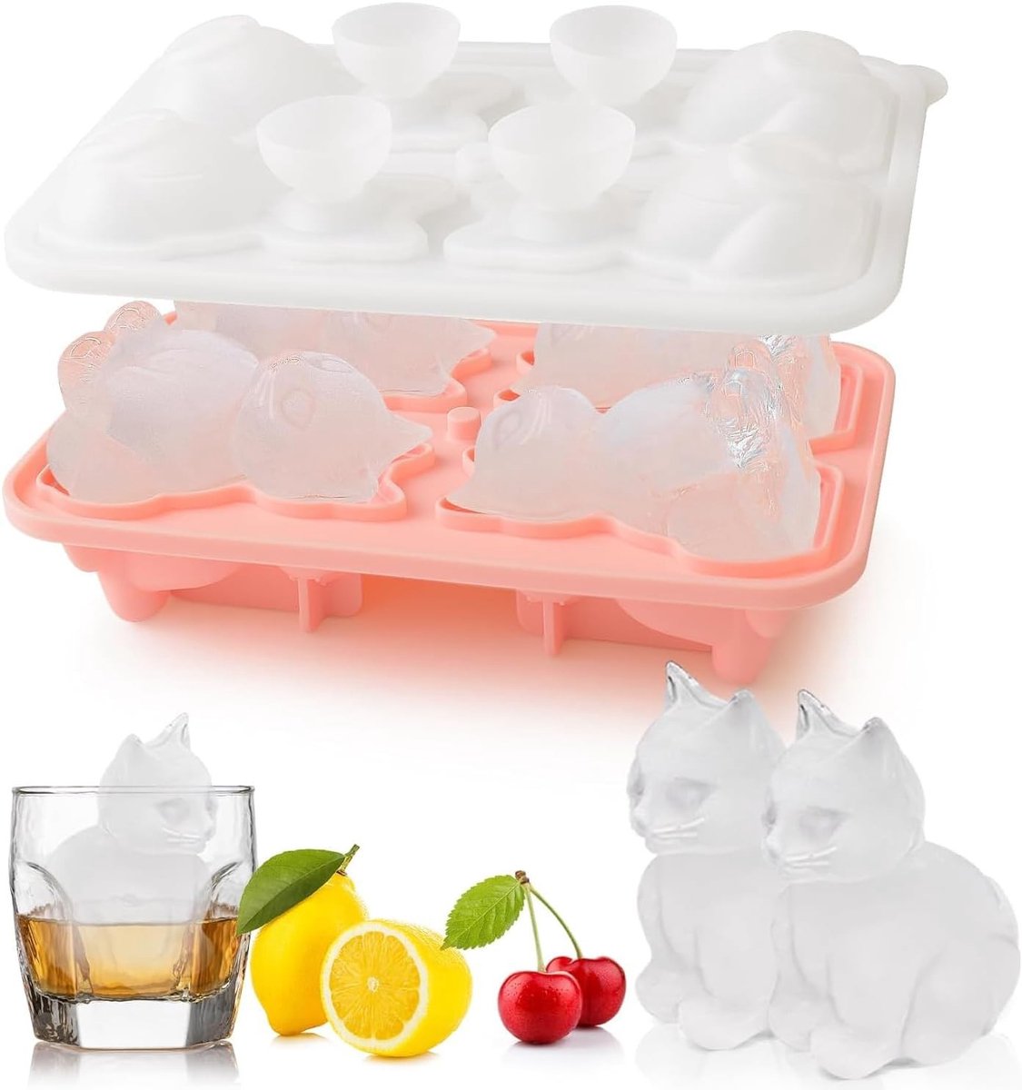 Siliconen IJsblokjesvorm voor Katten, Veilige en Gezonde IJsblokjes Mal voor Cocktails, Fruitsappen en IJscreaties
