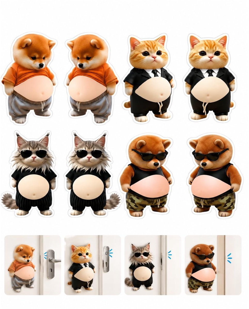 SolidKeus - 3D Deurstopper Shiba Inu en Kat