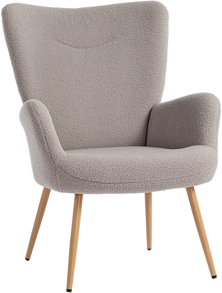 1 x oorstoel, elegante armstoel, gestoffeerde stoel met inklapbare rugleuning, leunstoel, tot 136 kg belastbaar, voor de woonkamer of slaapkamer