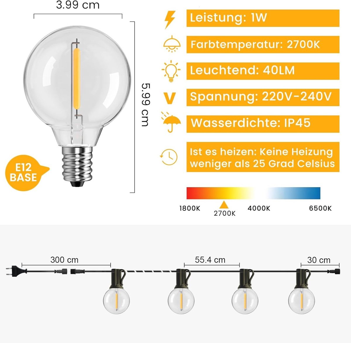 Tuinverlichting buiten lichtsnoern - Warmwit - 15 meter - Waterdichte LED Lichtketting - Voor Buitengebruik