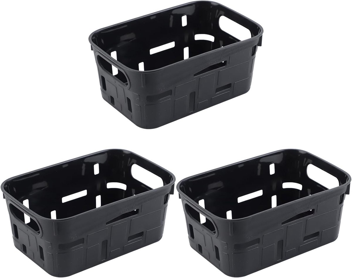 Set van 3 Plastic Opbergdozen, 19,5 x 12,5 x 8 cm, Ideaal voor Badkamer en Keuken, Ruimtebesparende Opbergmanden